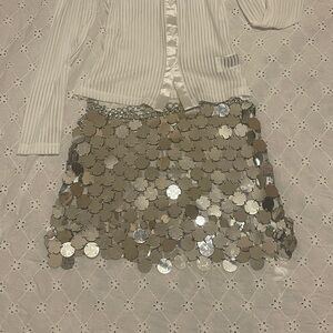 Glamorous Silver Disc Mini Skirt